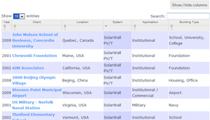 solarwall search table